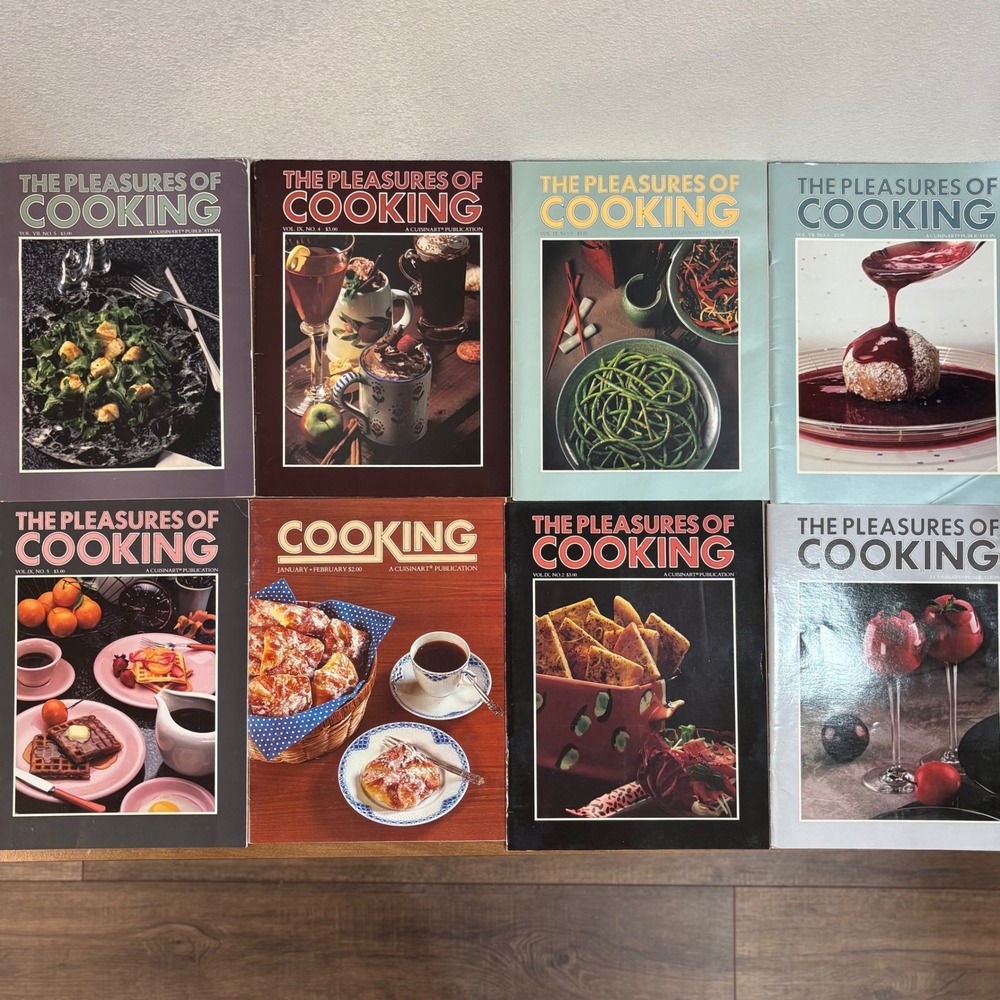 The Pleasures of Cooking Magazine Lot of 8 Cuisinart Publication 1979-1987 Mixed